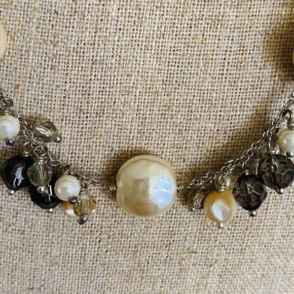 Pearl Coins and Faceted Smokey Quartz Crystal Necklace - Picture 3 of 3